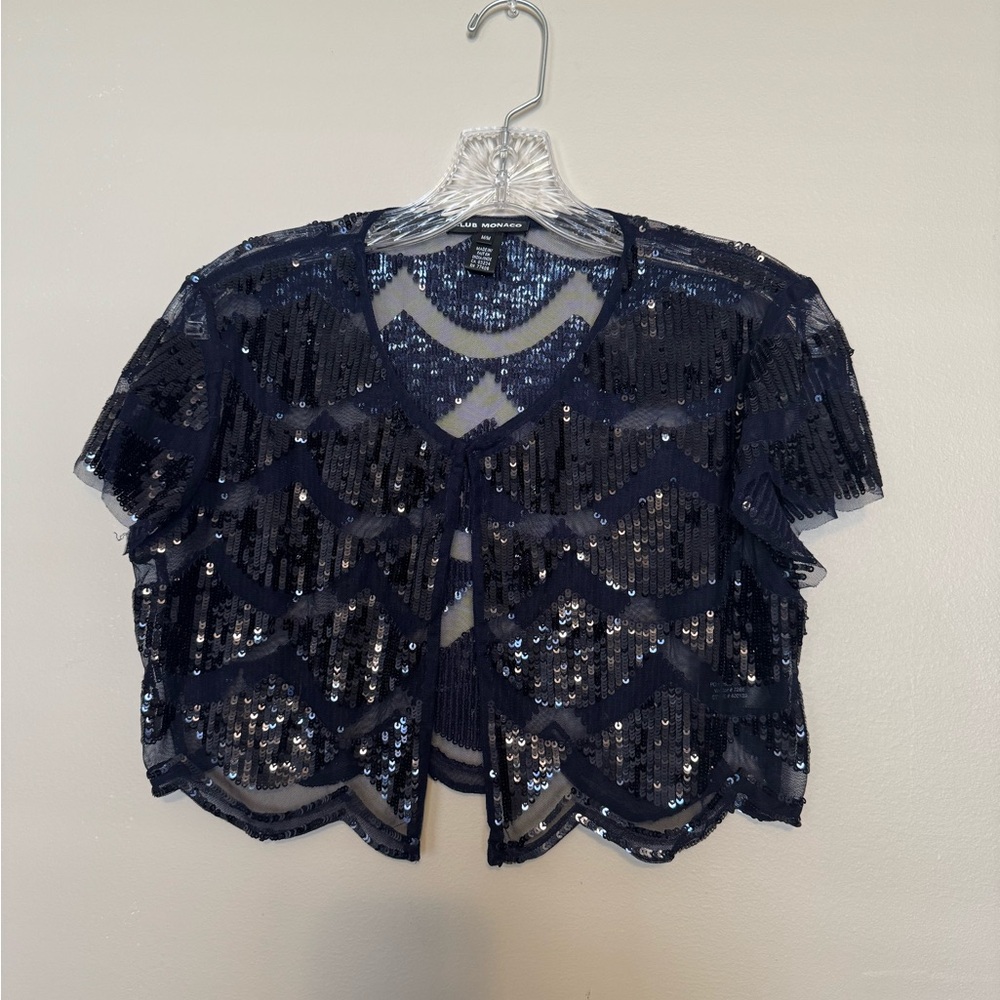 Navy Sequin Women's Top